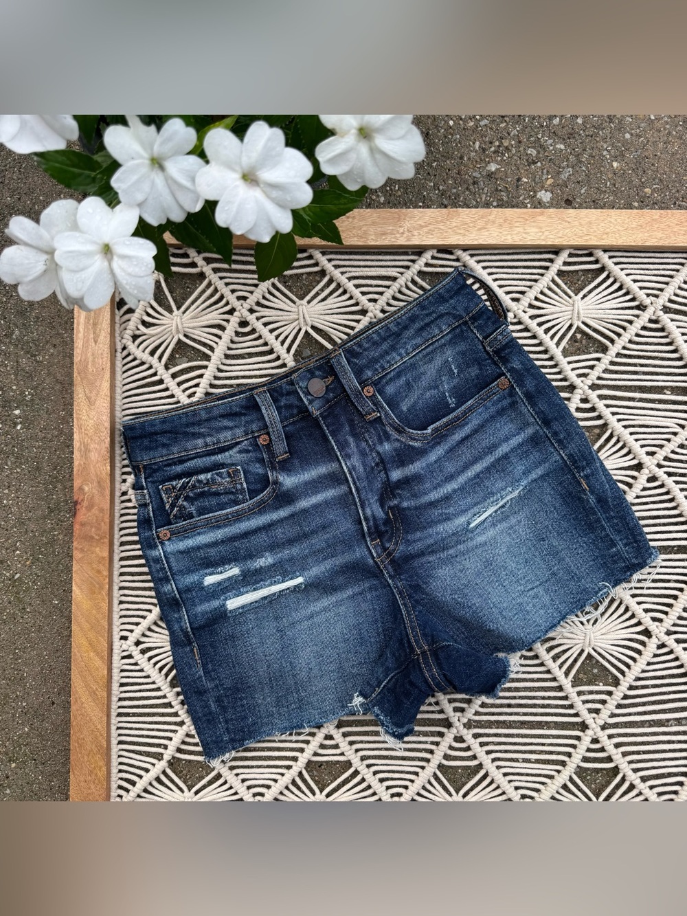 Buckle Black Distressed Jean Shorts Size 26